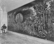 -sadequain-with-his-mural-at-punjab-library1